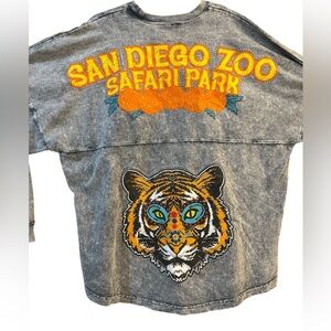 San Diego Zoo Safari Park Spirit Jersey Acid Wash Tiger Graphic Top Size XXL